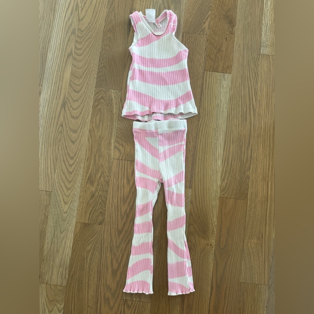 Zara pink and white bell bottom set, 2-3t